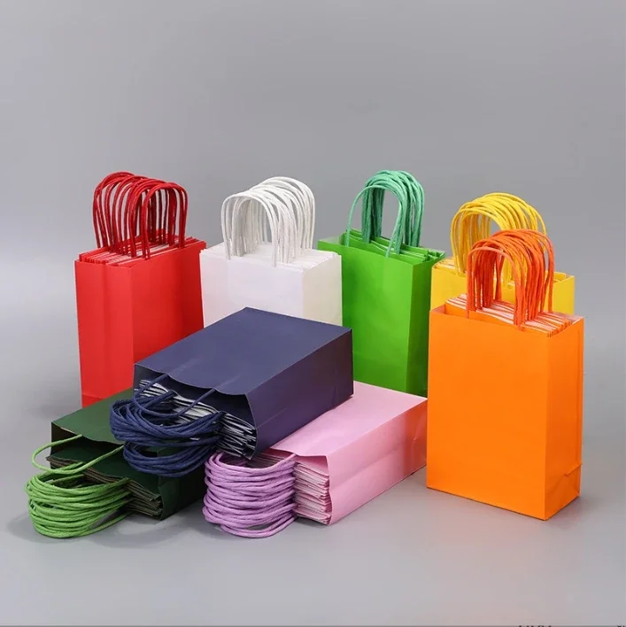 Candy Bunte Einkaufstaschen 10PCS Kraft Papier Geschenk Candy Tasche Farbige hand Papier Taschen Hochzeit Party Dekoration Geschenk – Detail 1