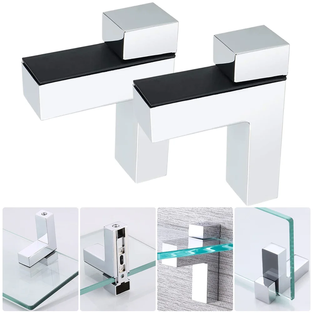 Adjustable Glass Shelf Holder F Shape Bracket Zinc Alloy Construction Enhance Organization and Showcasing Your Belongings