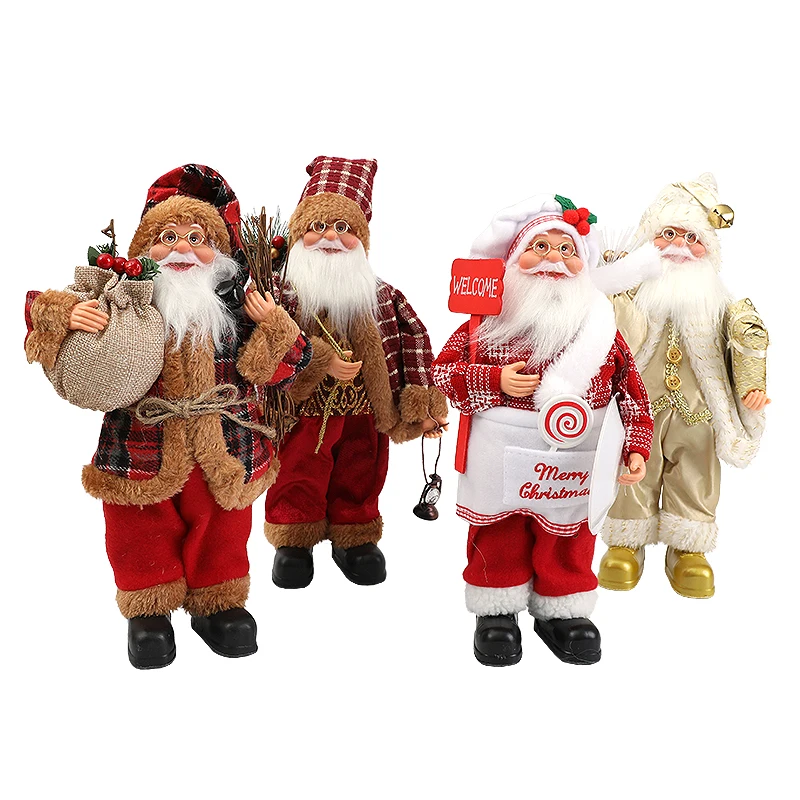 Standing Santa Claus Doll Christmas Figurine Statue Kids New Year Xmas Gift Home Decoration Ornaments Birthday Party Supplies