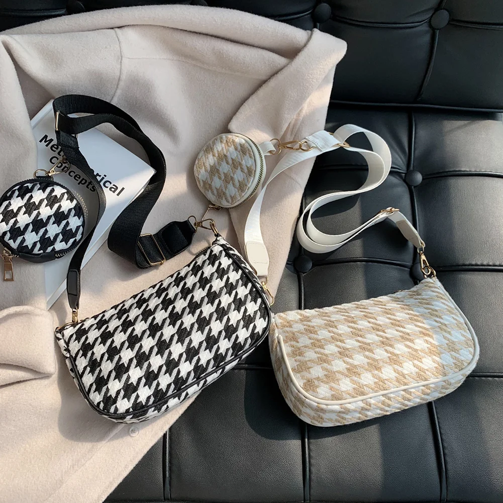 LV Alt. Gray & White Checkered Crossbody Wallet & Purse