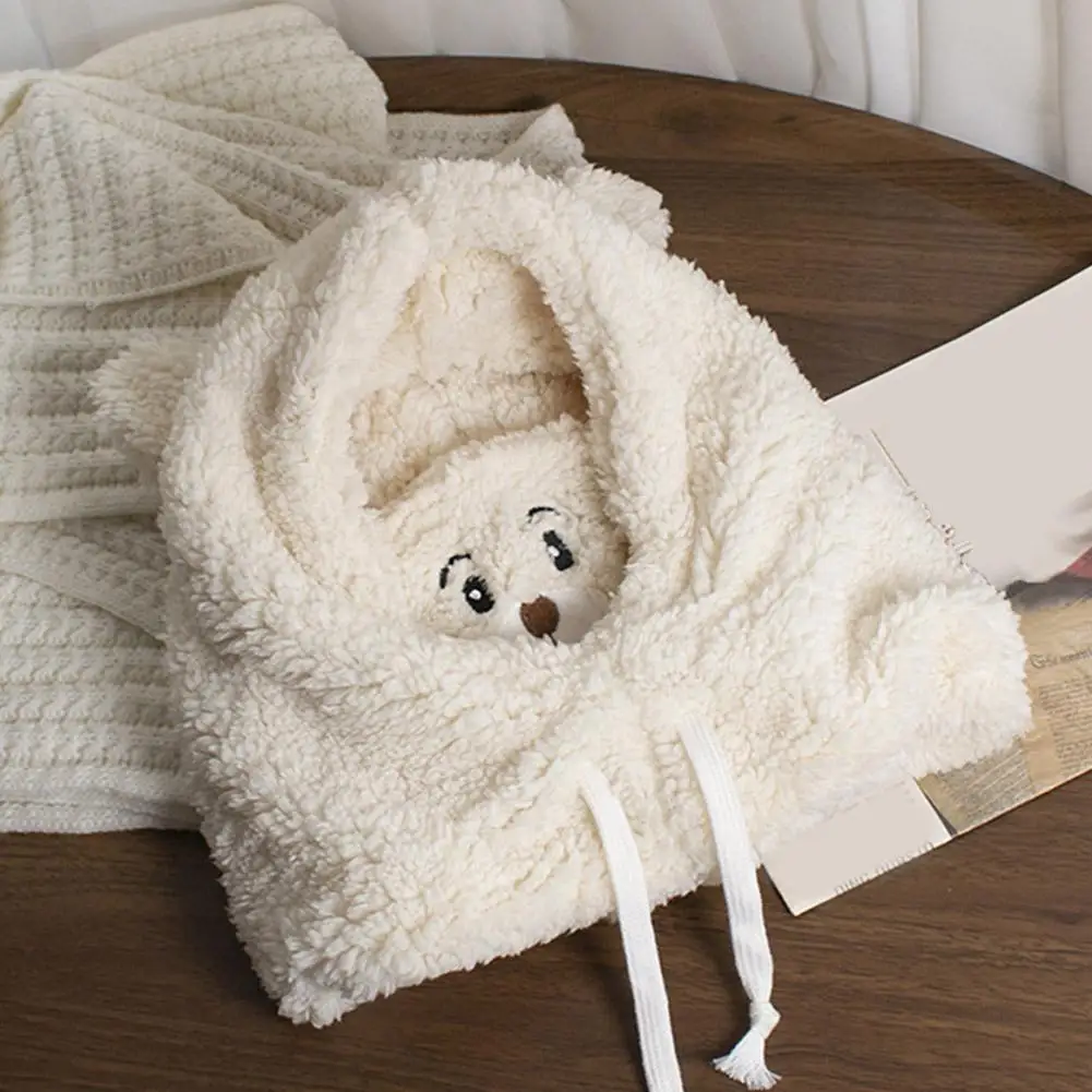 Winter Balaclava Hat With Mask One-piece Cute Bear Lamb Beanie Hats Warm Thicken Ear Protection Skullies Beanies For Women Girl
