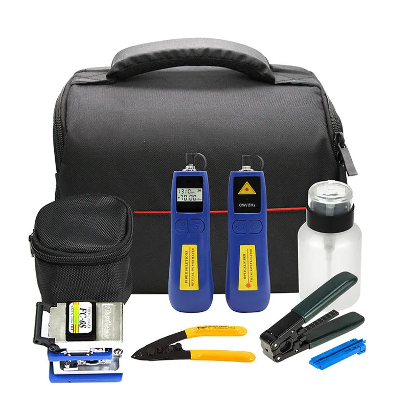 

FTTH fiber optic cold splicing tool set optical power meter light pen fiber cutting knife tool box fiber tool kit