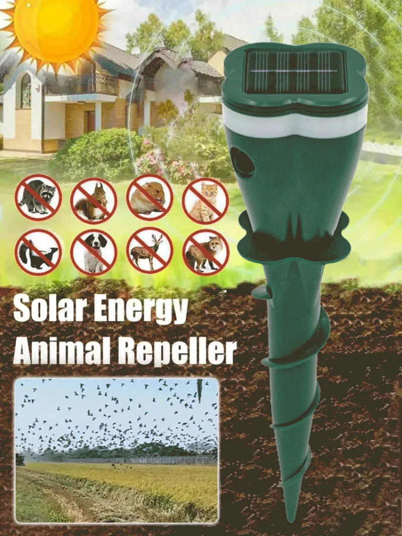 Solar Garden Bird Repeller Outdoor Snake and Mouse Repeller Spiral Ultrasonic Repeller Outdoor Sensor Repellent Device