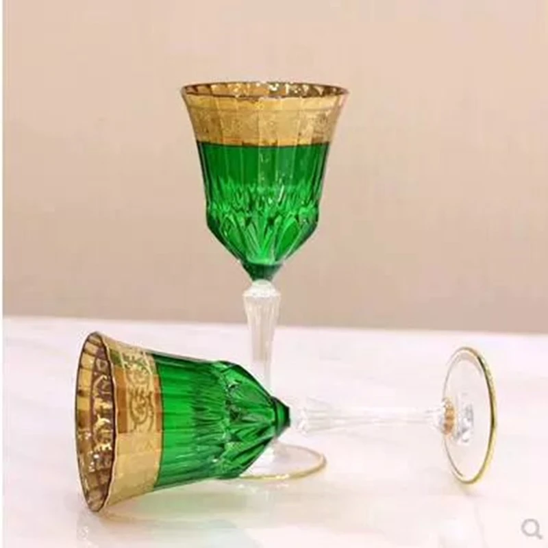 24K Gold Crystal Whiskey Glass, Red Wine Glass, Champagne Colorful Vodka Cups, Luxury Home Bar Party Drinking CZ