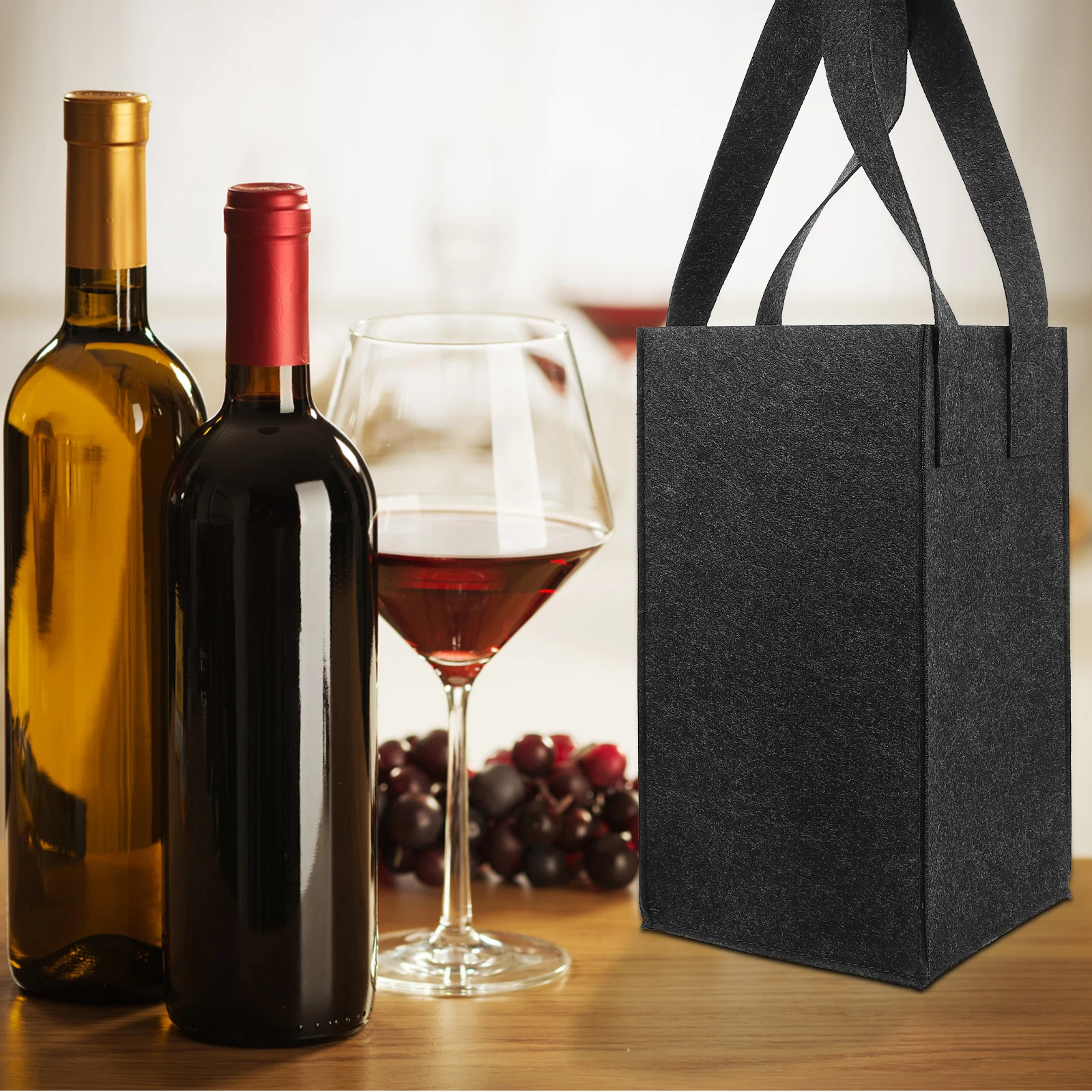4 Bottle Wine Carrier Wine Gift Bags Divider Felt Storage Tote Bags Reusable Grocery With Handles Beer Packaging Box wine carrier