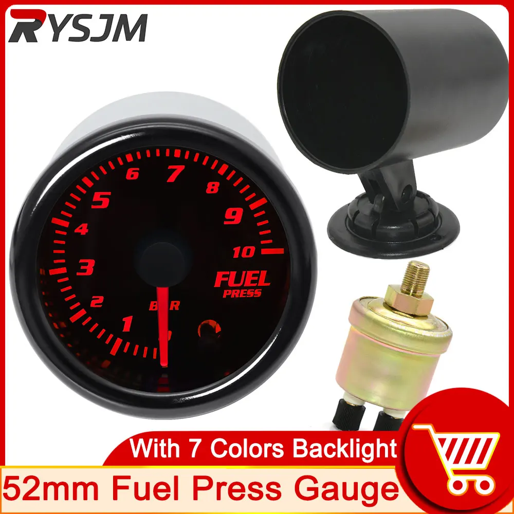 HD52mmFuelPressGaugewithFuelPressureSensor18NPT010Bar7