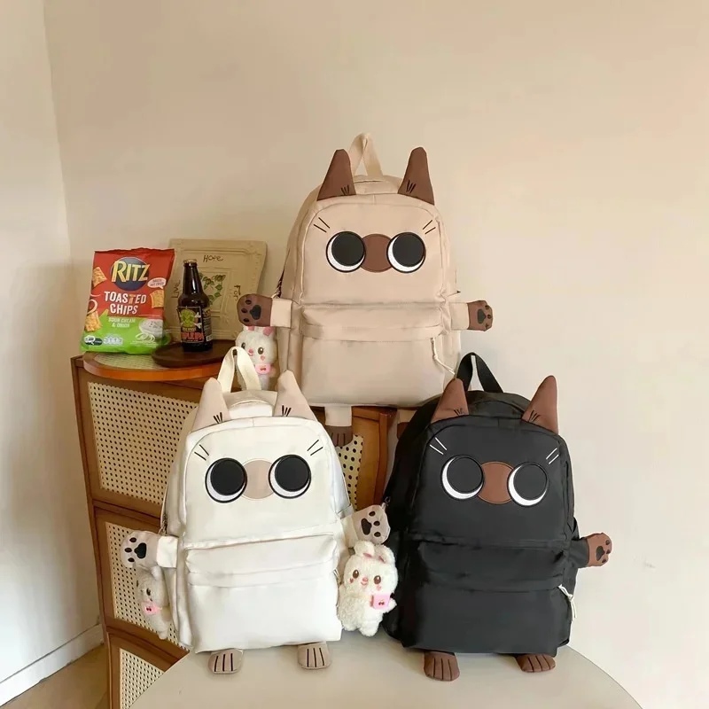 Ins Style Backpack Student Cat School Bags Casual Basic Japanese Cartoon Large Capacity Backpacks For A&B One Shoulder Bag For C 2