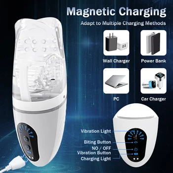 Automatic Male Masturbator Biting Vibrating Oral Blowjob Man Masturbation Pocket Pussy Waterproof Adult Goods Sex Toy for Men