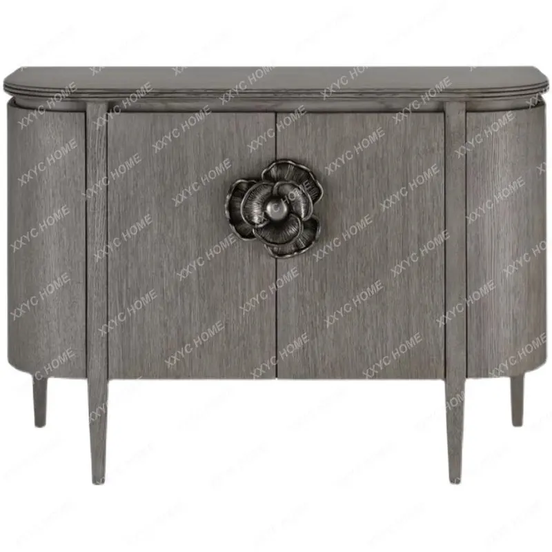 

American Light Luxury Household Semicircle Entrance Cabinet Lobby Hallway Modern Sideboard Cabinet Curio Cabinet Locker Shoe