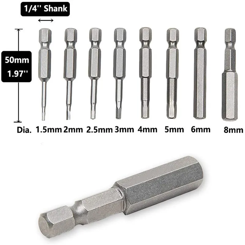 8/10 Pcs Sets Cross Head Screwdriver Bit Slotted Screwdriver Head 1.5-8mm/1.5-12mm 50mm Straight Cross Screwdriver Set Accessory