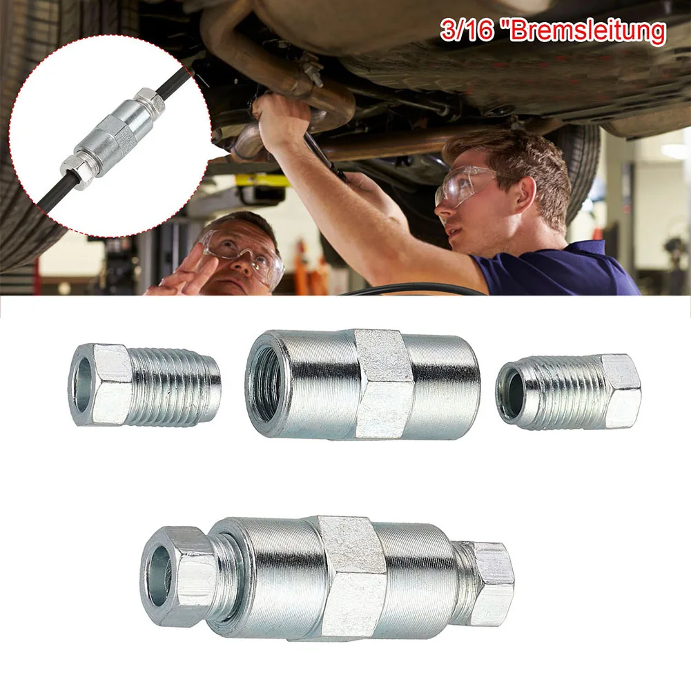 Brake Pipe Hose Brake Line Connector Brake Connecting Insert Brake Line Lock Kit Brake Cable Connector Kit Brake Pipe 2 Qty 2 Way Female Connector With 4 M10 10mm Male Nuts For Inverted Bell Mouth 3/16 
