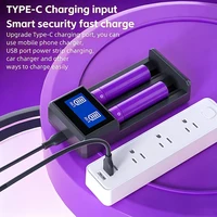 KOSHARE A402 2 Slots LCD Smart Battery Charger For 3.7V 18650 Lithium Rechargeable Batteries Universal With Type-C Port Input 4