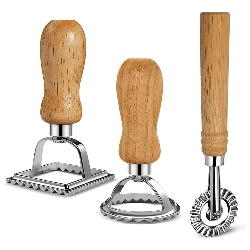 Ravioli Pasta Cutter Set, Ravioli Stamp Maker Con Manico In Legno Per Ravioli, Pasta, Gnocchi Lasagne, Pierogi
