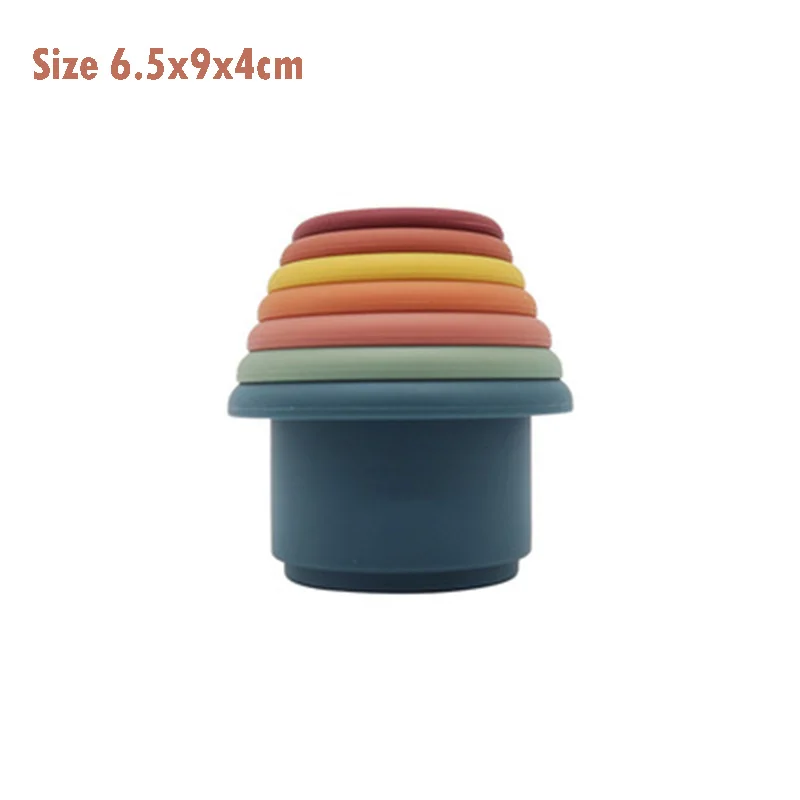 Baby Silicone Hourglass Stacking Cup Montessori Educational Toy Intelligence Gift Toys Stacking Ring Tower Toy Infant Bath Play cup stacking toys