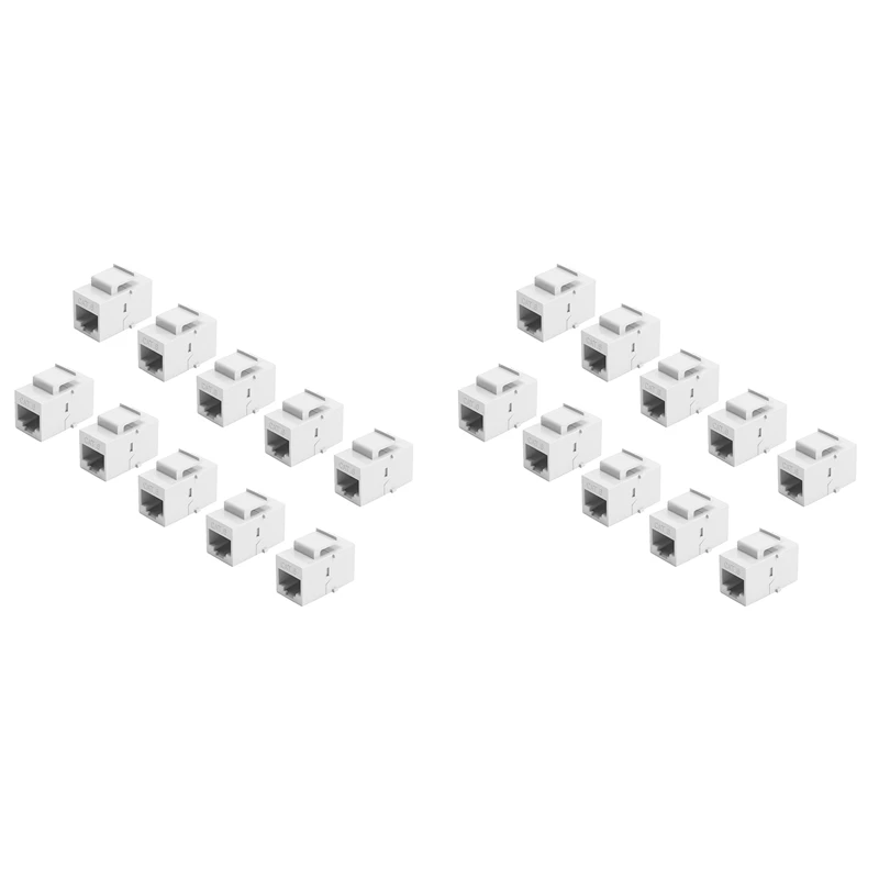 

20Pcs RJ45 Connector Keystone Jack Cat6 Extension Coupler Ethernet Network LAN Cat 6 Coupler Jacks Extend Adapter,White