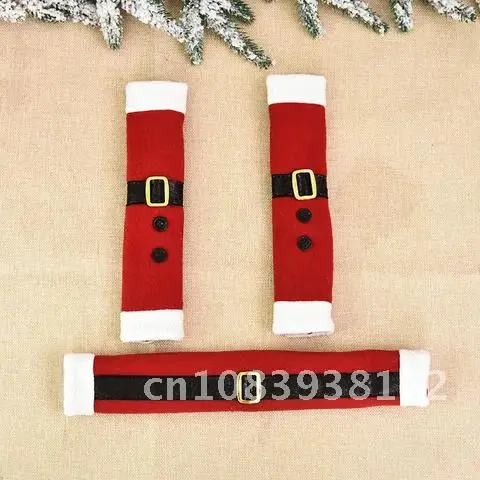 

Christmas Party Decor Xmas Santa Claus 3pcs/set Fridge Handle Covers Microwave Oven Dishwasher Door Handle Cover