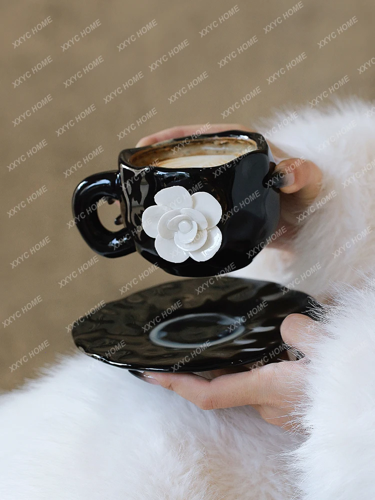 

Pinch Flower Coffee Set Good-looking Dessert Cup Breakfast Milk Cup and Saucer Ceramic Cup