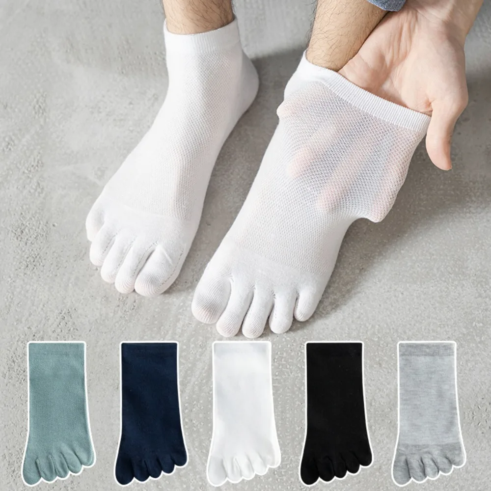 

Sports Socks Men's Five Finger Socks Elastic Cotton Hollow Male Mesh Five Toes Socks Ultra-thin Solid Color Sports