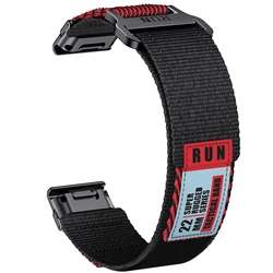 Durable Nylon Quick Fit Strap - Adjustable Loop Band for Smartwatches (22mm/26mm) (Black and Red)