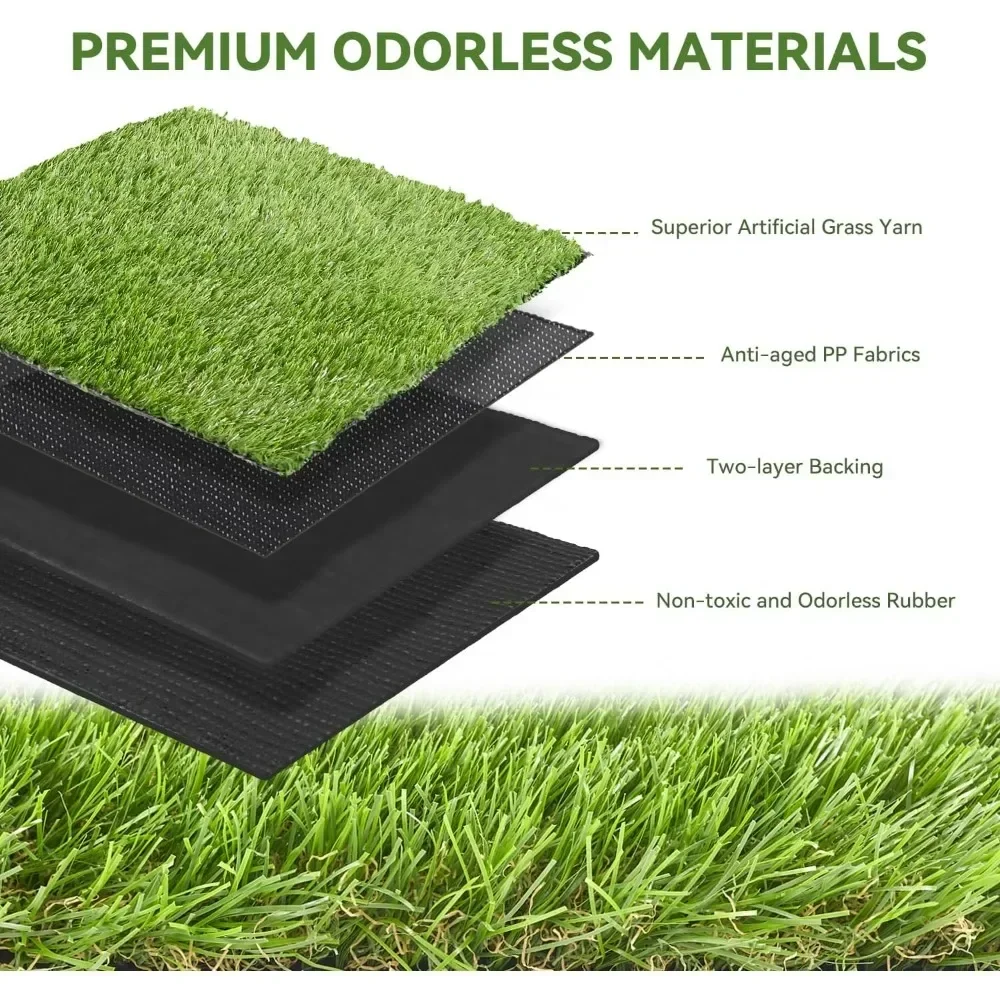 Artificial Grass Turf Outdoor Indoor, 1.38 Inch Outdoor Rug for Patio, Realistic Faux Grass Rug with Drain Holes