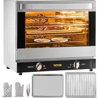VEVOR Commercial Convection Oven, 66L/60Qt, Half-Size Conventional Oven Countertop, 1800W 4-Tier Toaster w/Front Glass Door 1
