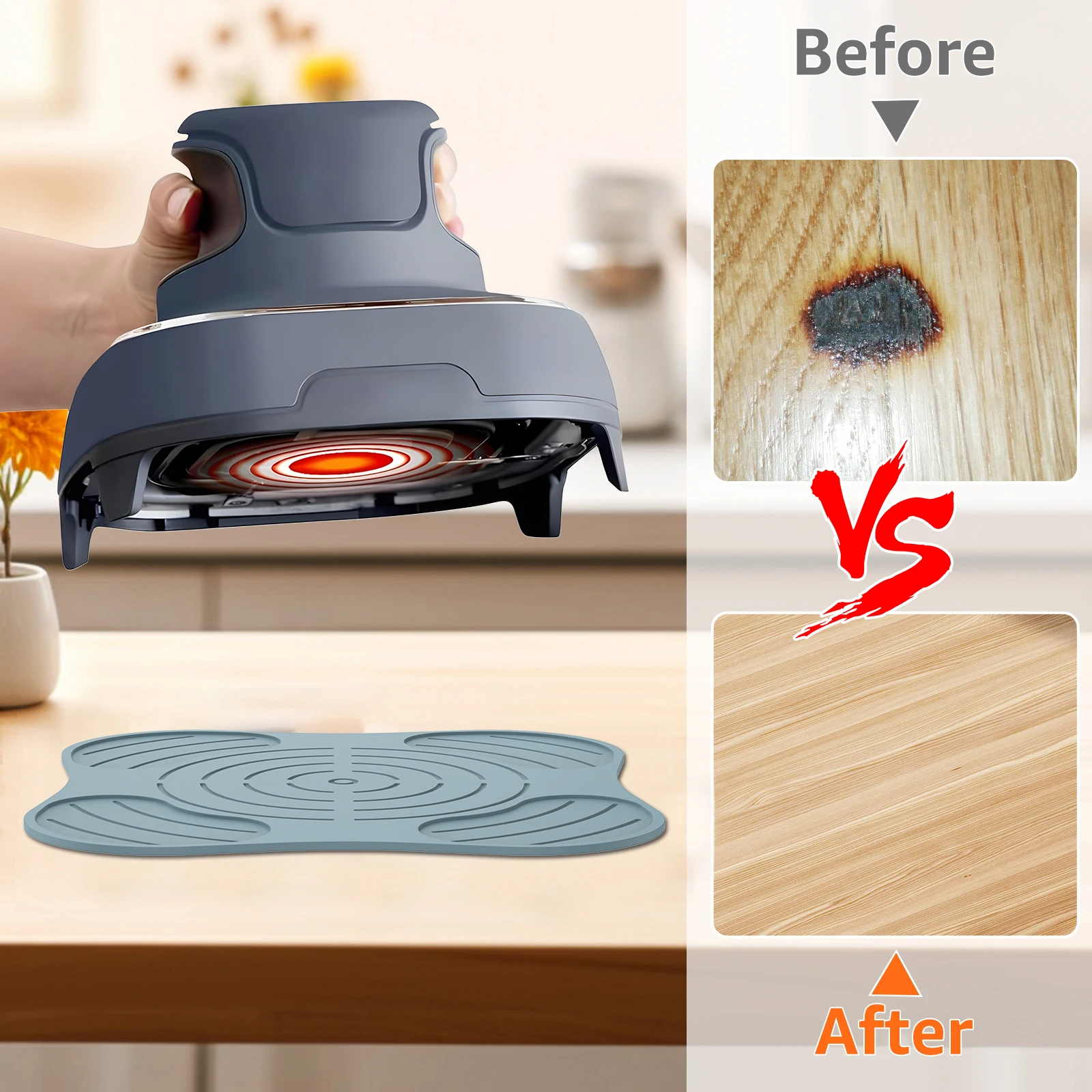 3/4Pcs Air Fryer Insulated Mat Heat Resistant Non Slip Silicone Pad for Kitchen Microwave Safe Compatible with Ninja Crispi