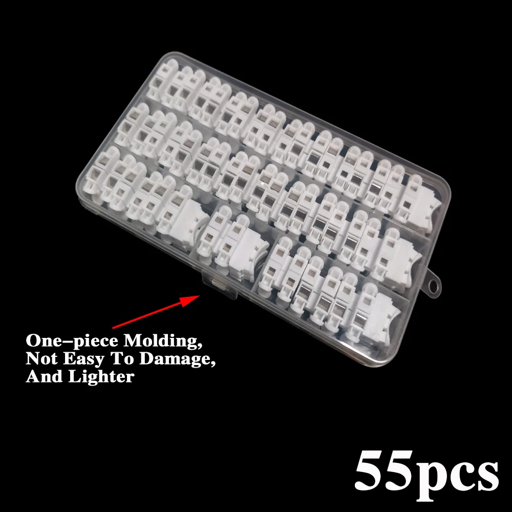 Description Picture 3 of itemBOX 55 PCS CH-2 Spring Wire Quick Connector 2p Electrical Crimp Terminals Block Splice Cable Clamp Easy Fit Led Strip