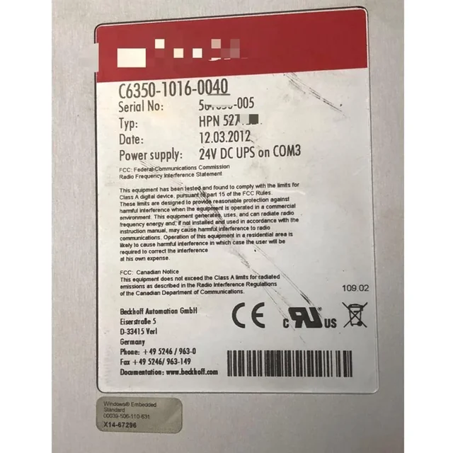 Промышленный ПК BECKHOFF C6350-1016-0040 2