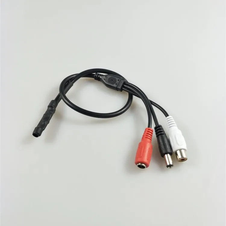 CCTV Microphone Hidden Type Mini with RCA and Power In&Out plug for Security System Audio Pickup Camera Voice microphone sound monitor