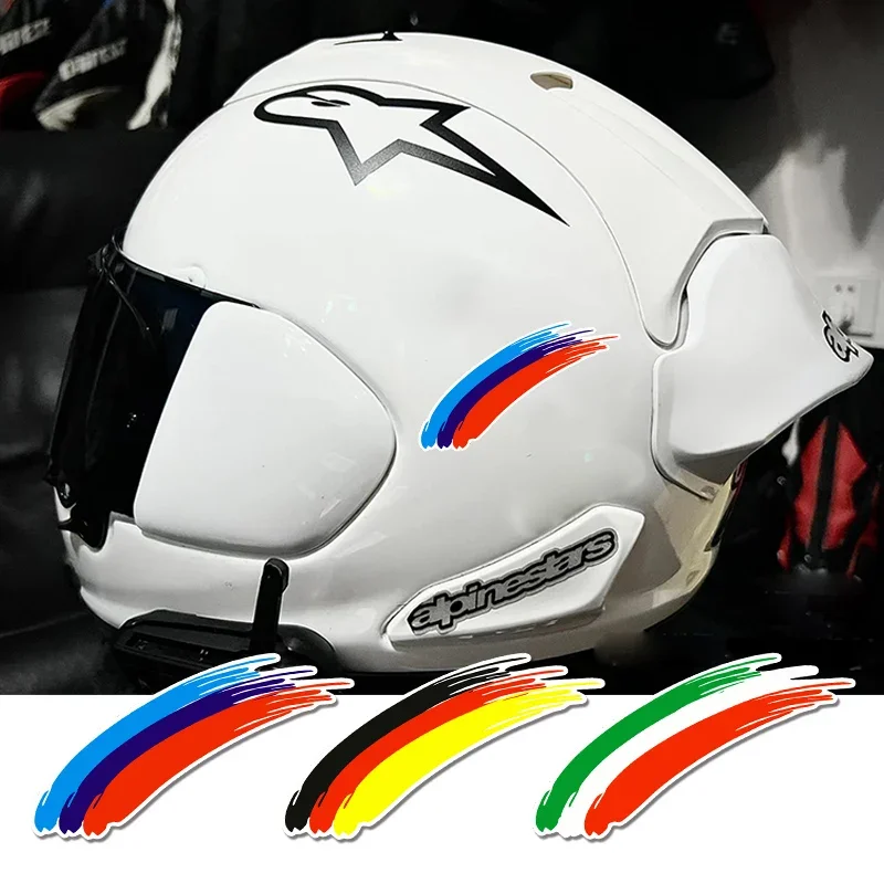 1pc/2pcs Motorcycle Helmet 3 Color Flag Stickers DIY Motocross Fuel Tank Body Both Rearview Mirrors Decals Waterproof Decoration ukraine national flag boxing gloves keychains pvc hanging mirror pendant key chains in the car accessories decoration gift