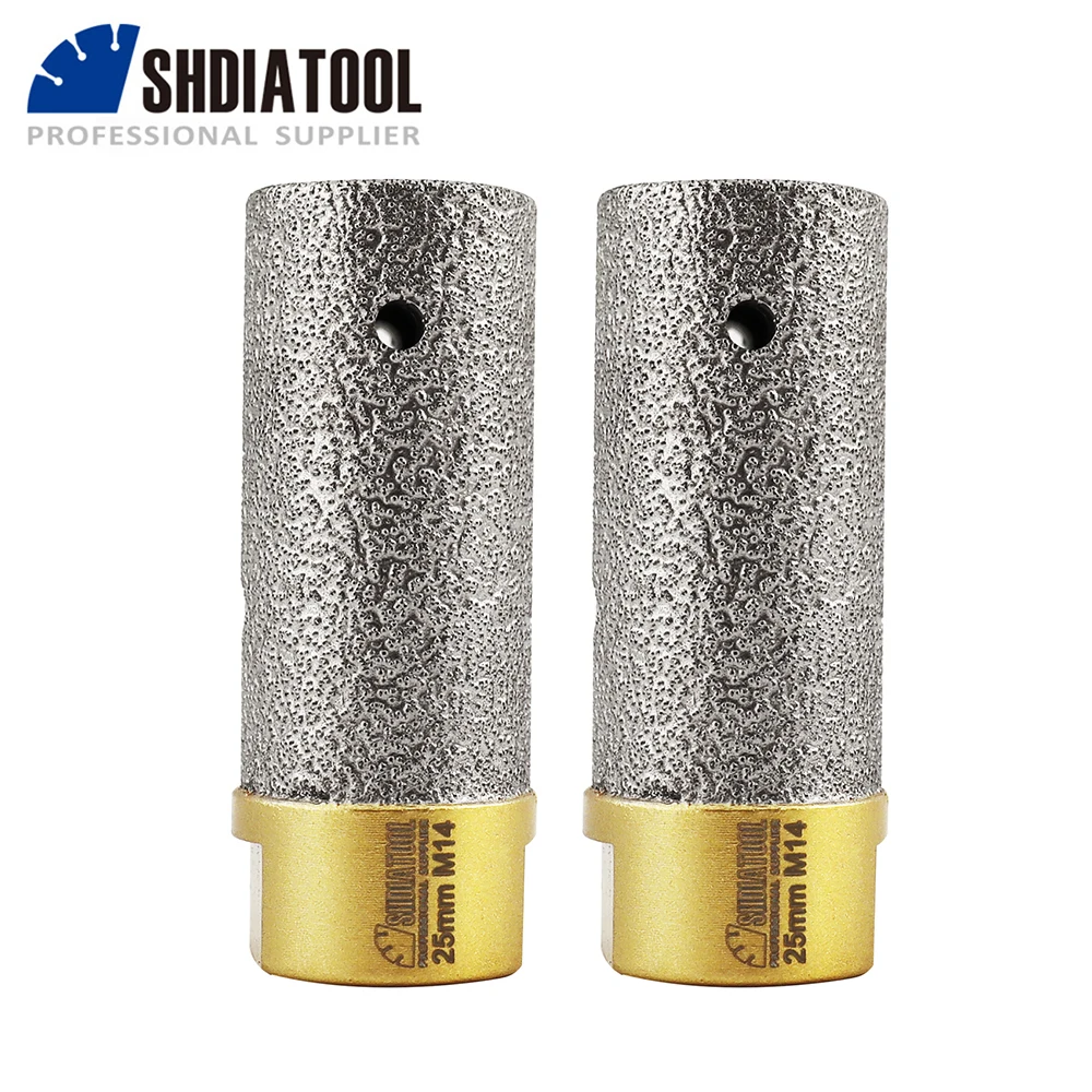 SHDIATOOL 2pcs Vacuum Brazed Diamond Finger Bits 25mm Enlarge Shape Round Bevel Porcelain Hard Ceramic Marble Granite Free Ship