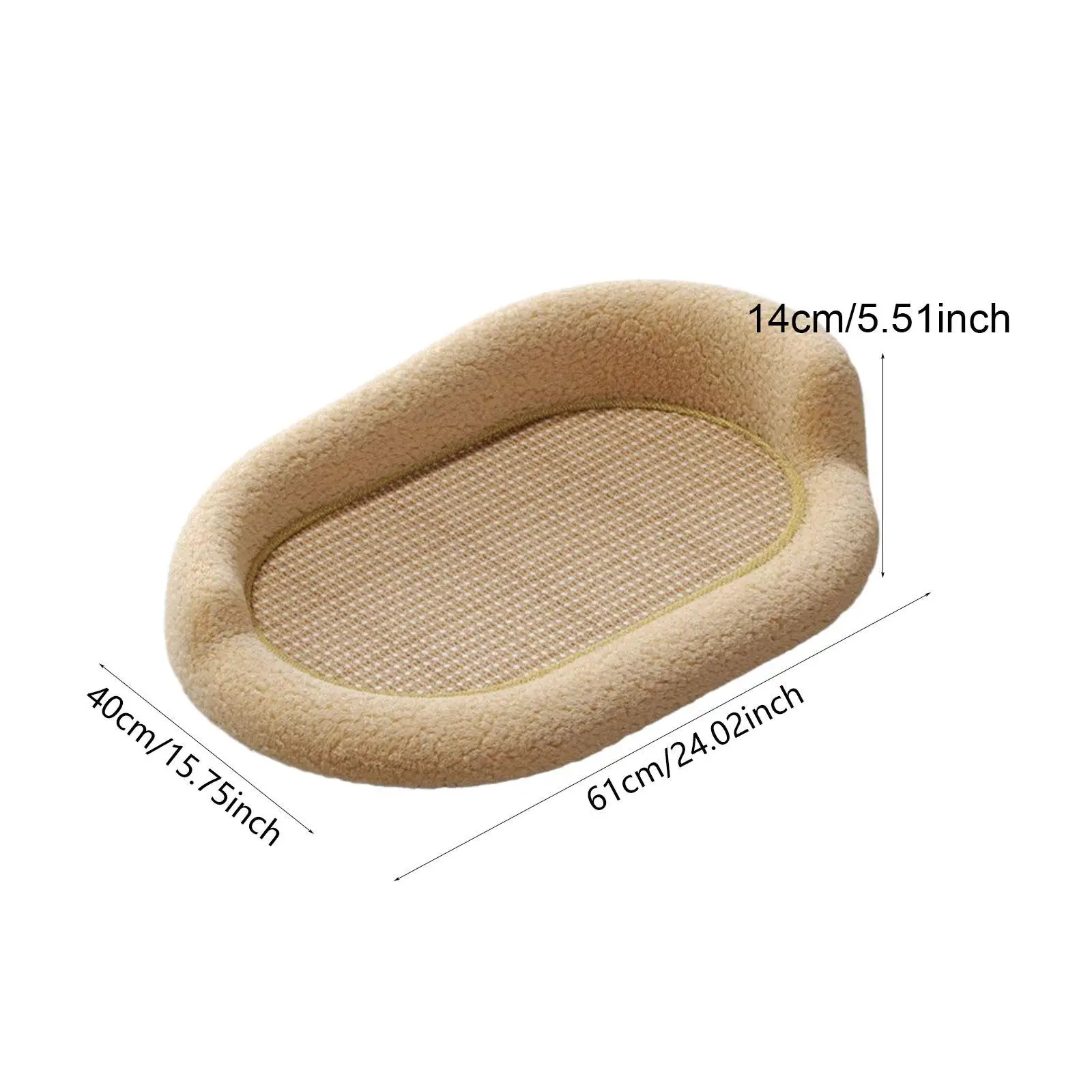 Oval Cat Scratcher Lounge for Grinding Claw Lightweight 61x40x25cm Comfortable Multipurpose with Raised Edge Scratch Pad