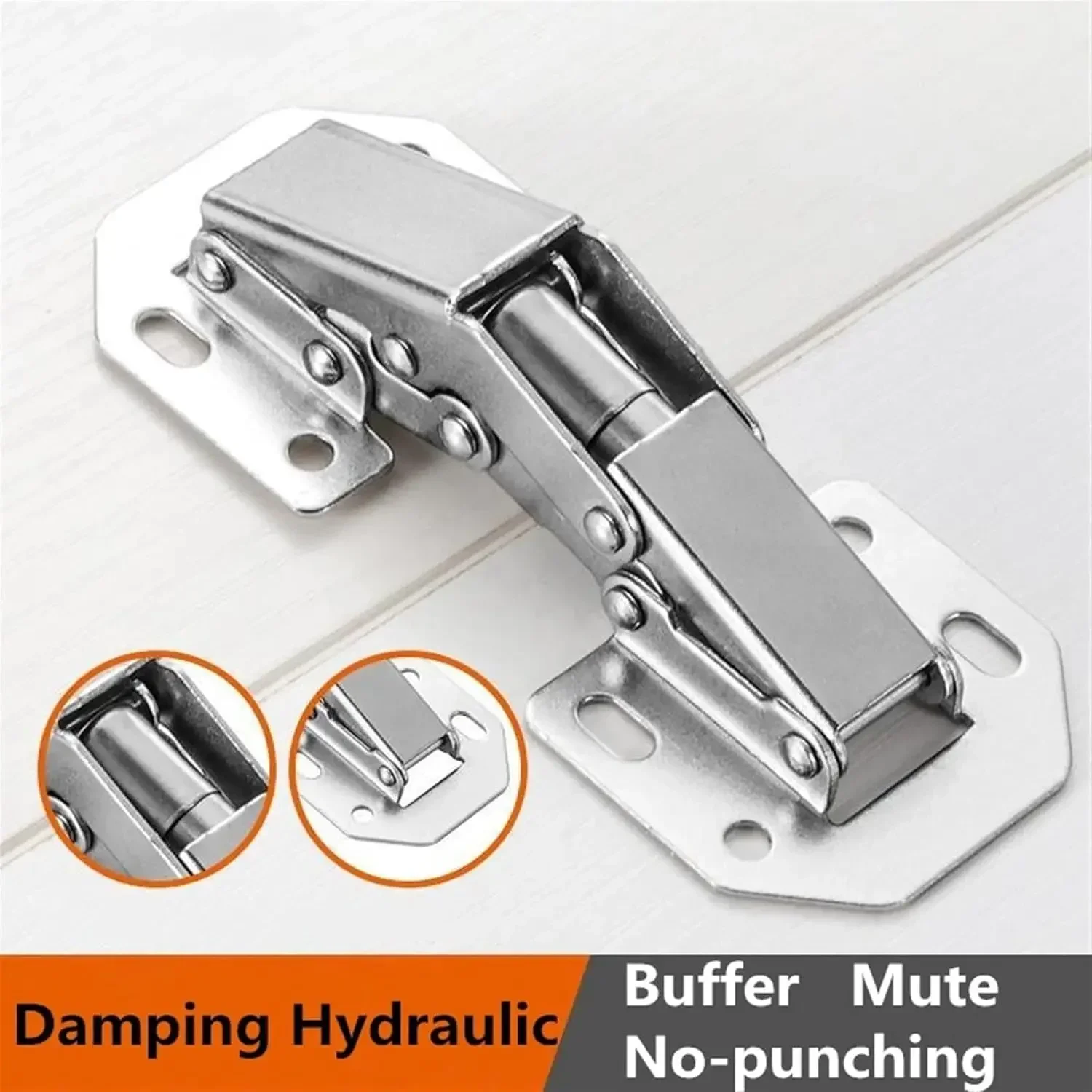 Cabinet Hinges 10/1PCS 90 Degree Steel No-Drilling Hole Hydraulic