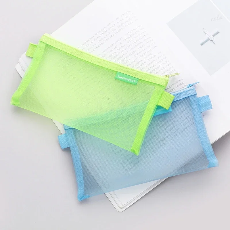 1pc Transparent Fashion Pencil Case Bag Capacity Leather Student Exam Organizer Pencil Case Stationery Pen pencil cases