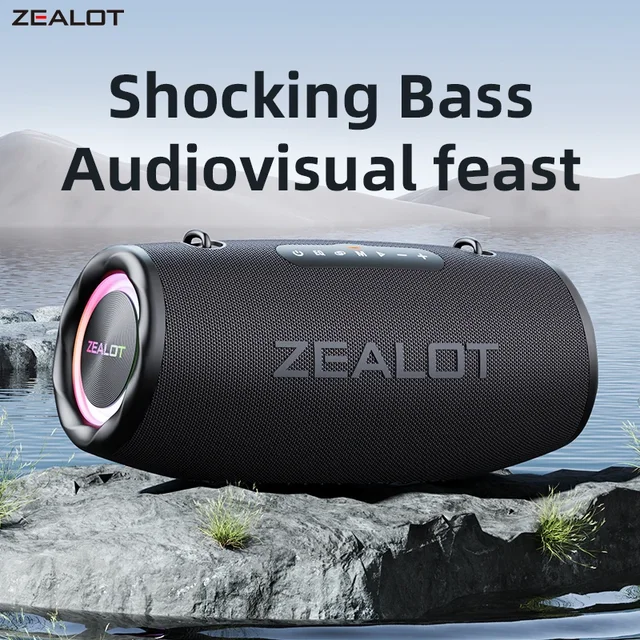 Zealot-S87 Outdoor Portable Wireless Bluetooth Speaker 80W High Volume Subwoofer Sound Performace IPX6 Waterproof Camping
