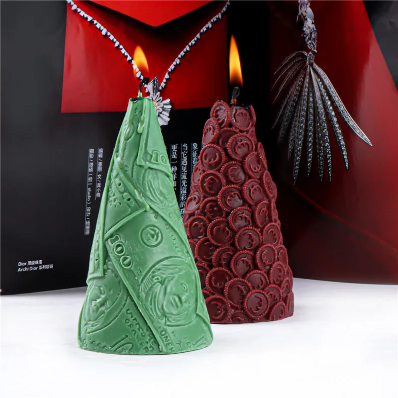 Nordic Gold Coin USD Christmas Tree Silicone Candle Mold Euro Money Tree  Aroma Resin Soap Chocolate Cake Mould Home Decor Gifts - AliExpress