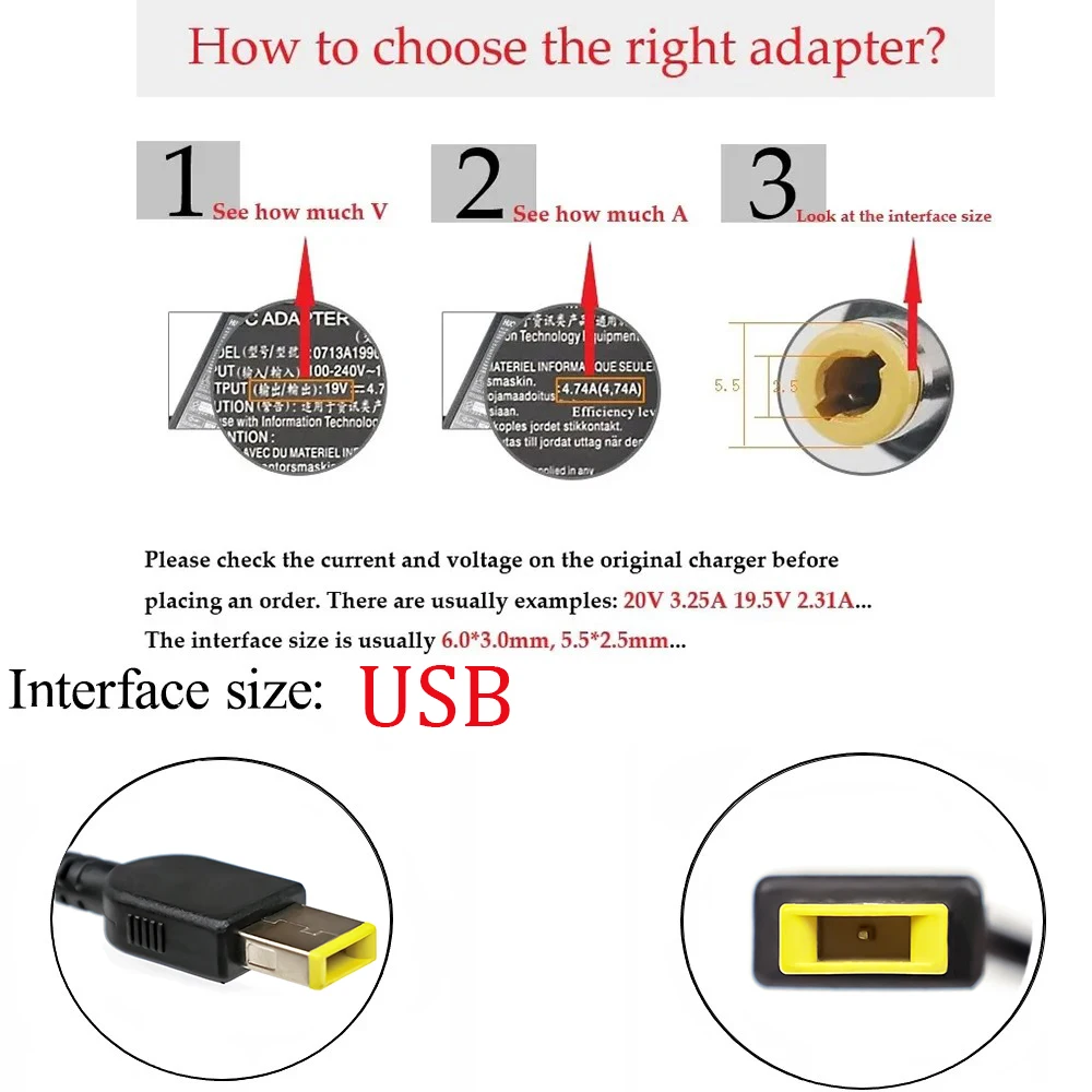 레노버 씽크패드 X1 울트라북 B40 G50 M4400 M4450 Z50 Z505 에센셜용 AC 어댑터 90W 20V 4.5A USB 핀 OT-APB03 노트북 충전기
