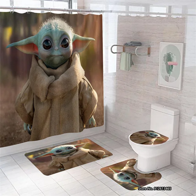 Disney Star Wars Yoda Baby Shower Curtain Bath Mat 3D Children's
