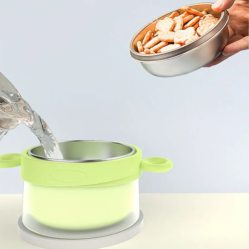 

Stainless Steel Kids Warm Tableware Food Warming Bowl Injection Hot Water Insulation Bowl Children Eating Tableware
