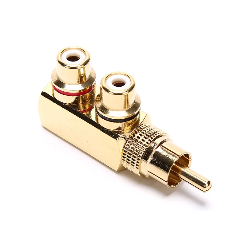 

High Quality Pure Copper Conductor Gold Plated AV Audio Splitter Plug RCA Adapter 1 Male To 2 Female F Connector