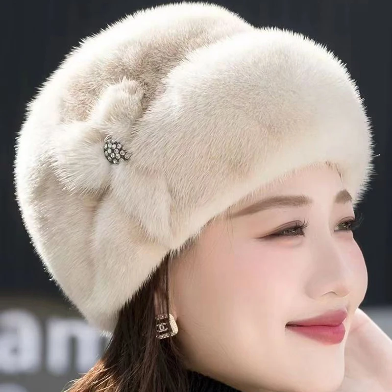 Winter Hat New Mom Style Hat Hair Top Hat Fashion Leather Warm Middle-aged Fur Bag Cap Trend winter hat fur hat