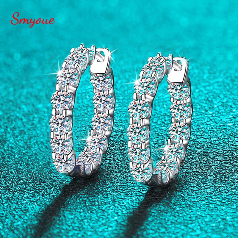 Smyoue 18k Plated Total 2.6ct Full Moissanite Hoop Earring For Women