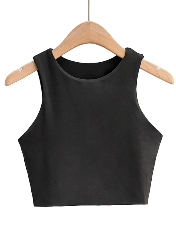 Women Sexy Slim Tops O-neck Sleeveless Dou