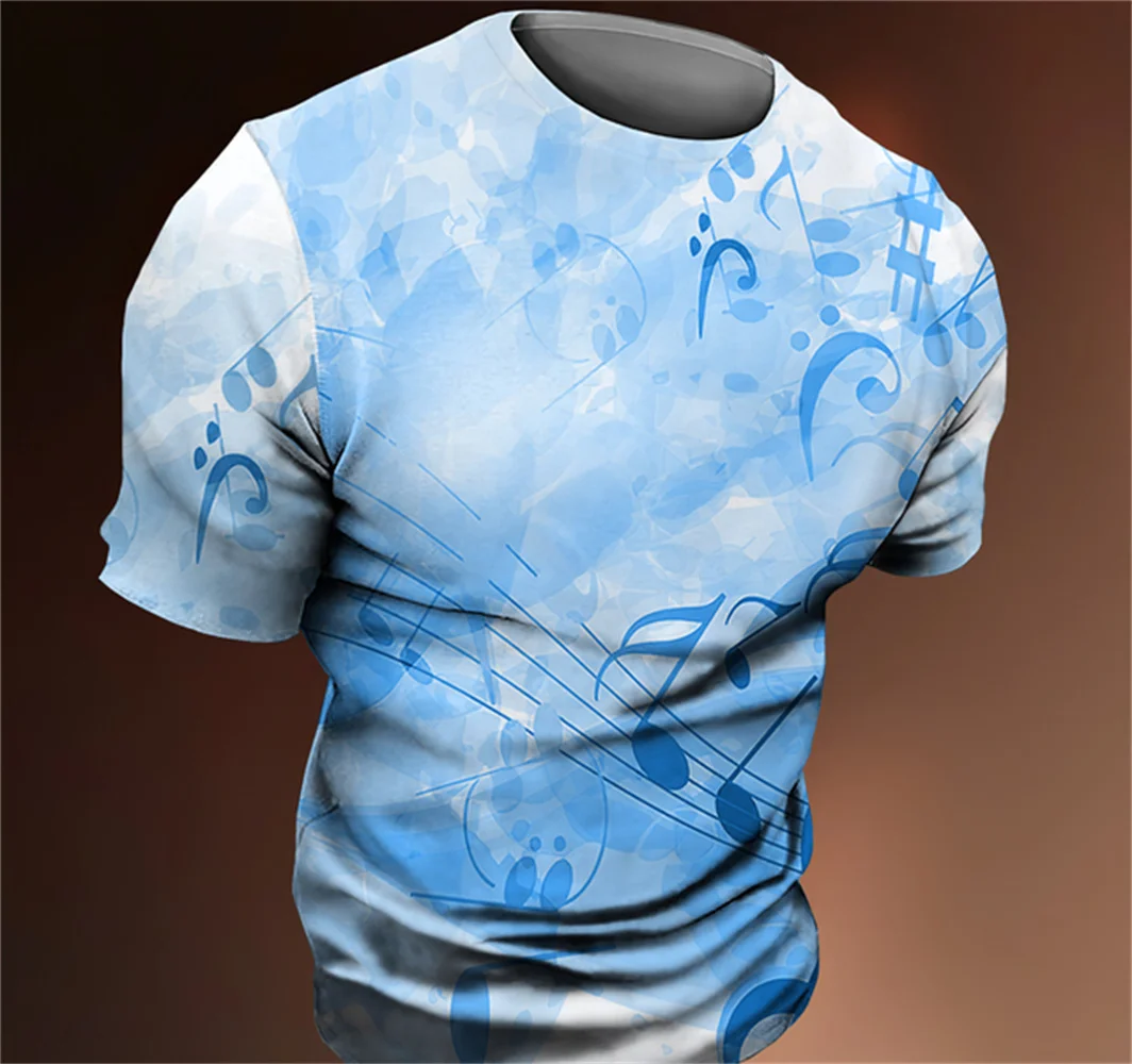

Summer Men's Short Sleeve Top T-shirt Vintage Guitar T-shirt Men's 3D Printing Casual Street Oversized Size
