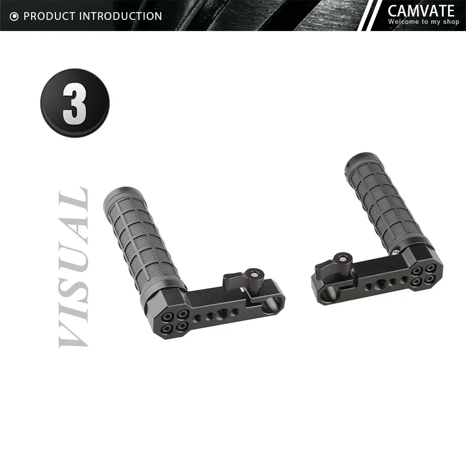 2Pcs Adjustable Rubber Handle & 15mm Rod Clamp &1/4"-20 3/8"-16 Mounting Holes D