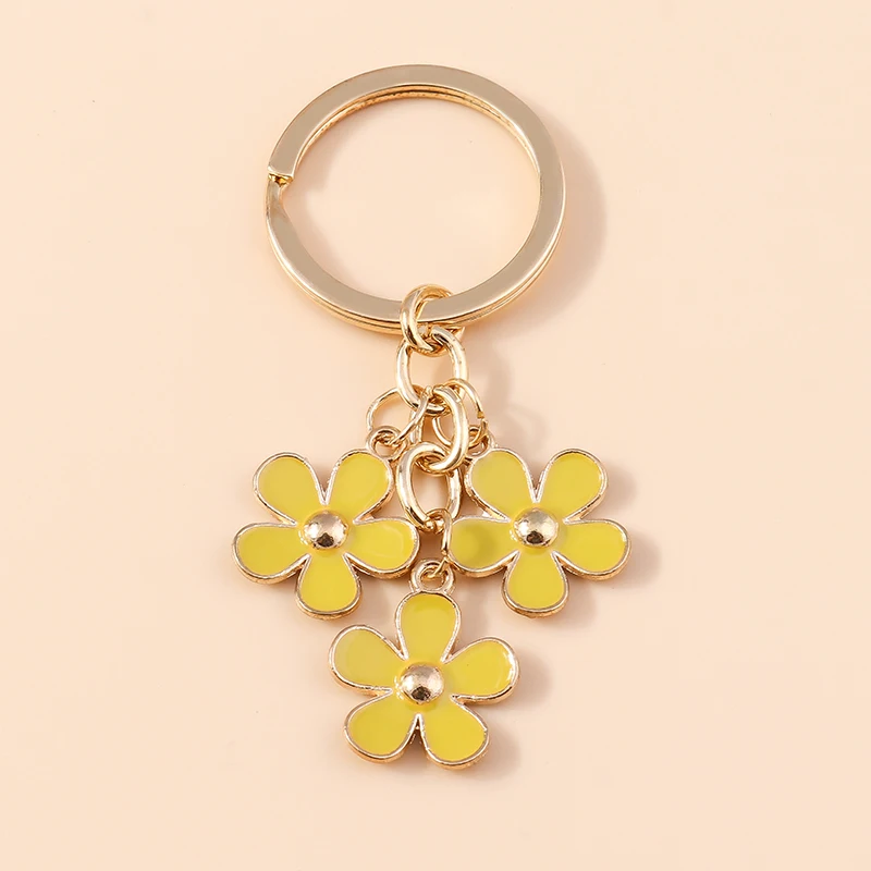 Set 6 Portachiavi A Fiore Per Donne – Ciondoli Smaltati Per Borsa, Zaino E Auto – Regalo Accessori Moda