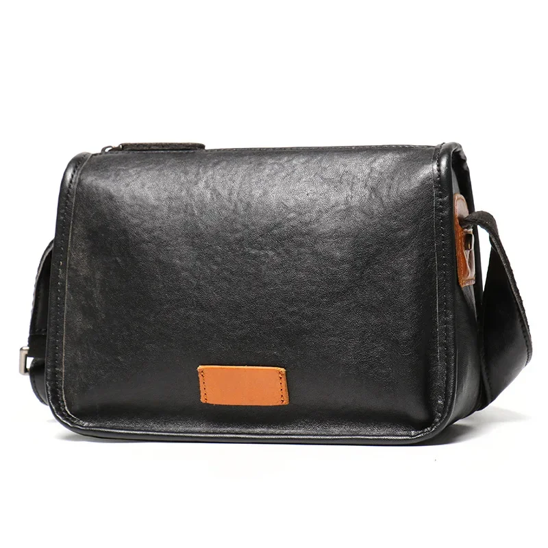 Stylish and Personalized Men's Genuine Leather Shoulder Bag with Large Capacity