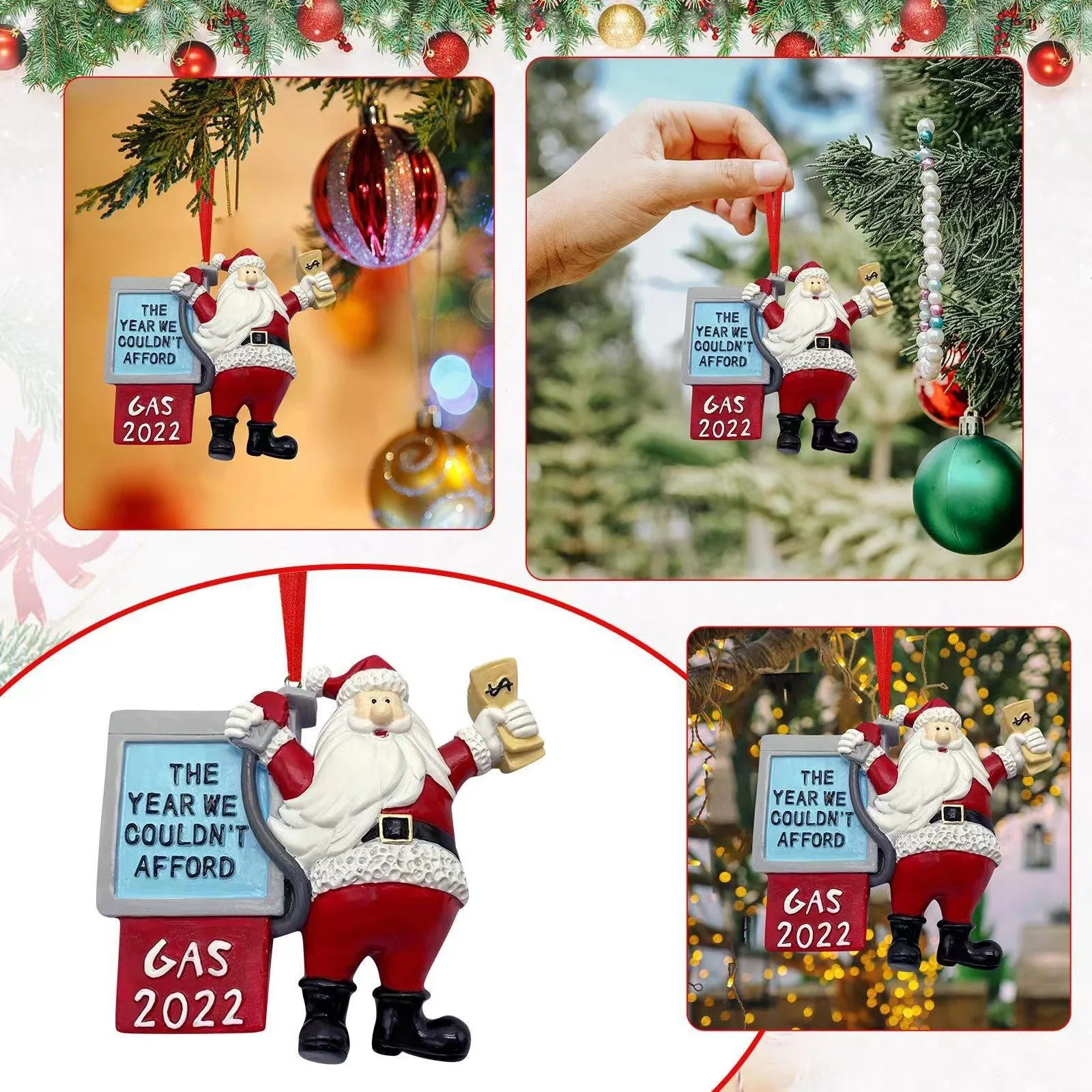 

Creative Petrol Santa Claus Christmas Tree Pendant Resin Craft Ornament Home Hanging Decorations Navidad 2022 Novedades Adornos