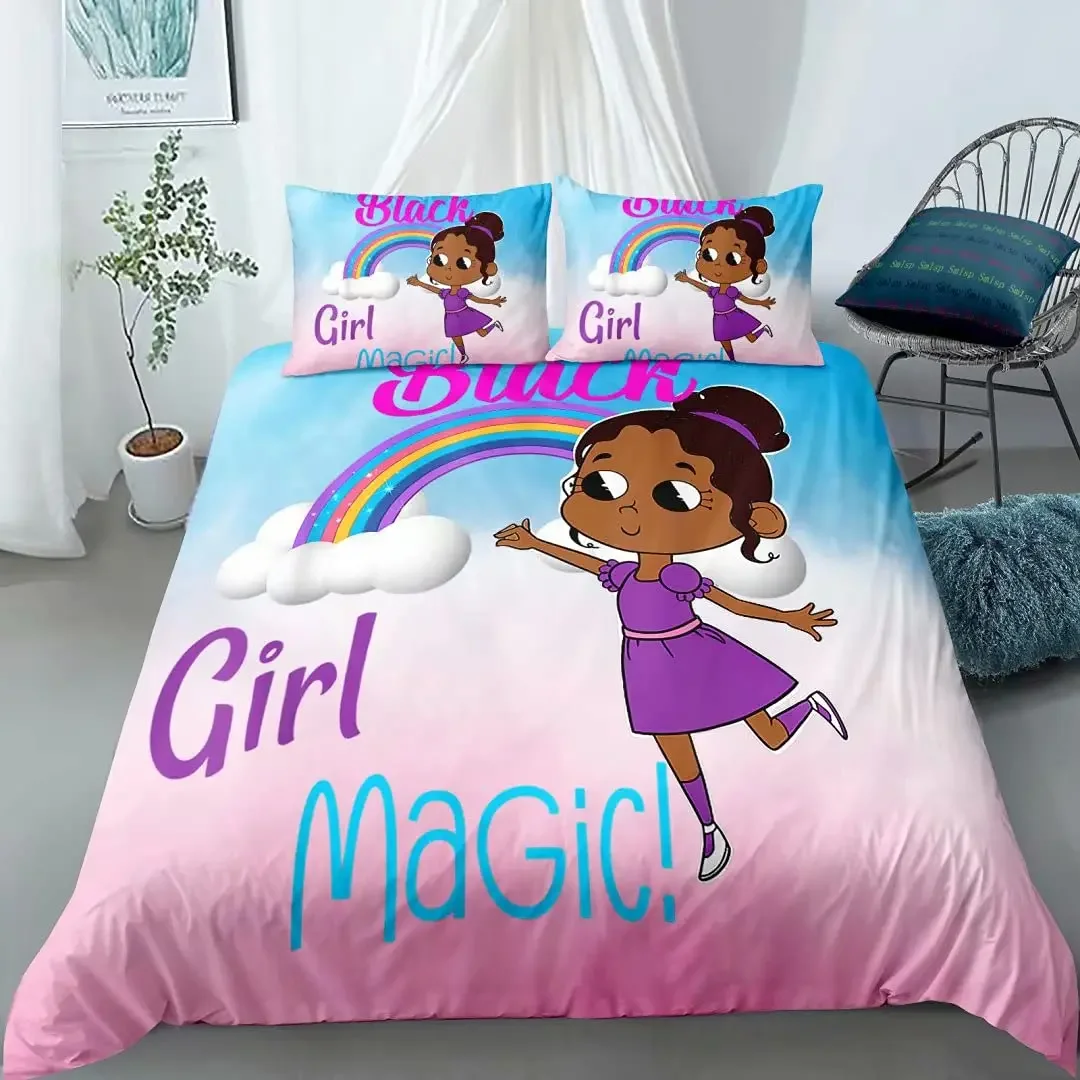 African American Duvet Cover Gilrs Kids Cute Ballet Princess