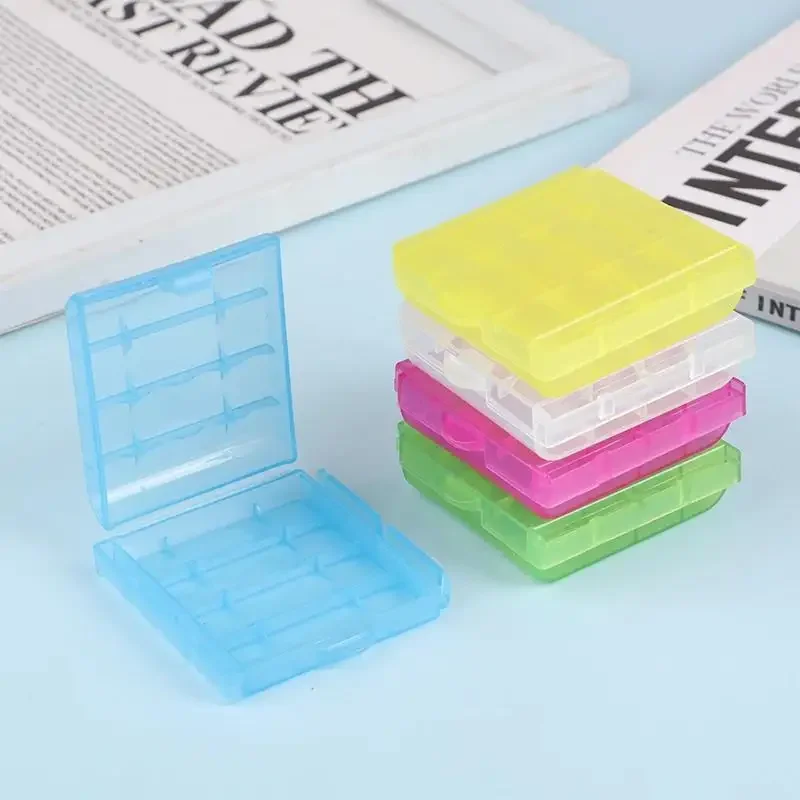 5pcs Transparent Plastic Battery Storage Box Suitable for AA/AAA Battery Energy-saving Container Bracket